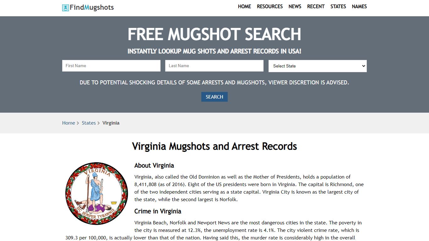 Find Virginia Mugshots - Find Mugshots
